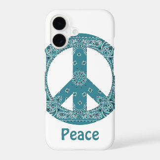 Hippy Bandanna Peace Sign Teal