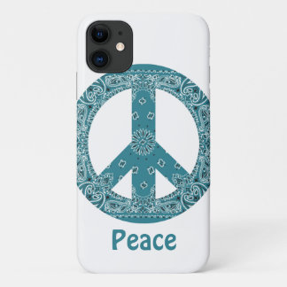 Hippy Bandanna Peace Sign Teal iPhone 11 Case