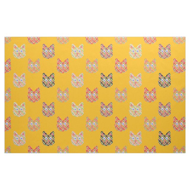 Hippy Cats of Summer Fabric (Fat Quarter)