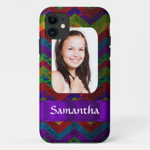 Hippy chevron personalized photo template iPhone 11 case
