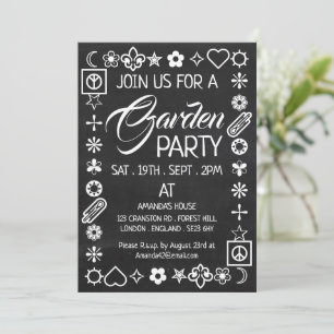 Hippy Chic Decorated Chalkboard Garden Party Invitation