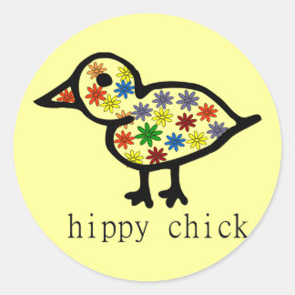 Hippy Chick Classic Round Sticker
