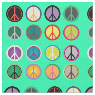 Hippy colourful peace sign retro 60s fabric