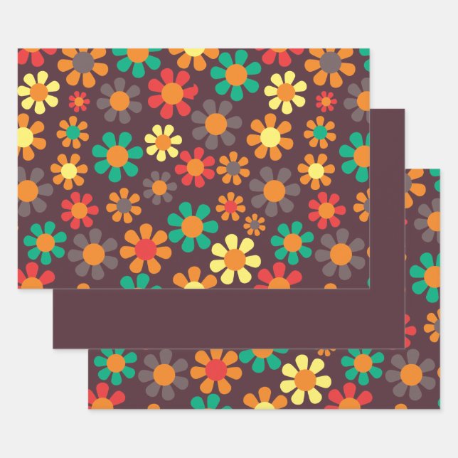 Hippy Flower Daisy Wrapping Paper Sheet (Set)
