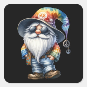 Hippy Gnome Square Sticker