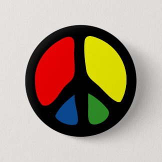 Hippy Groovy Peace Symbol 2 Inch Round Button