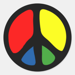 Hippy Groovy Peace Symbol Classic Round Sticker