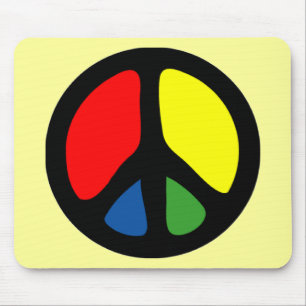 Hippy Groovy Peace Symbol Mouse Pad