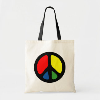 Hippy Groovy Peace Symbol Tote Bag