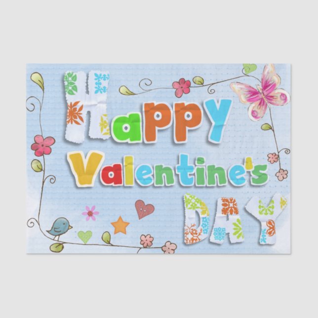 Hippy Groovy Style Happy Valentine's Day Tissue Paper (Front)