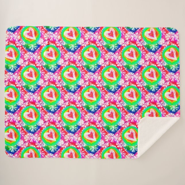 Hippy Heart Sherpa Blanket (Front (Horizontal))
