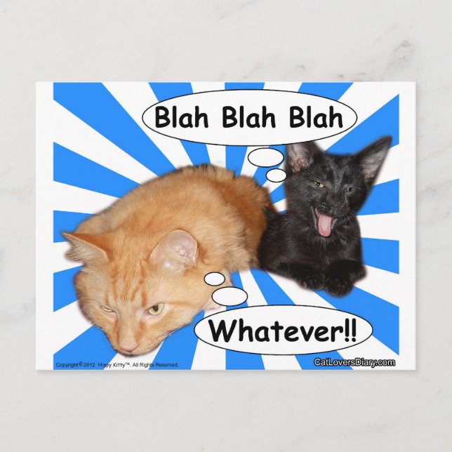Hippy Kitty Blah Blah Blah Whatever!! Postcard (Front)
