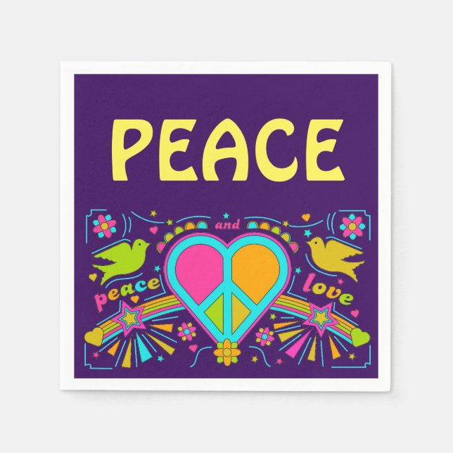 Hippy Peace flower child dinner party Napkin (Front)