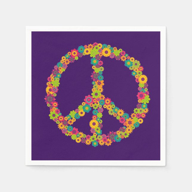 Hippy Peace flower child dinner party Napkin (Front)