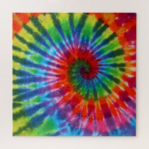 Hippy Peace Retro 60s Tie Dye Jigsaw Puzzle