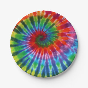 Hippy Peace Retro 60s Tie Dye Paper Plate