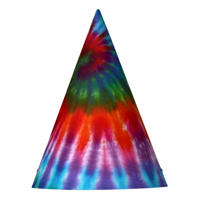 Hippy Peace Retro 60s Tie Dye Party Hat (Front)