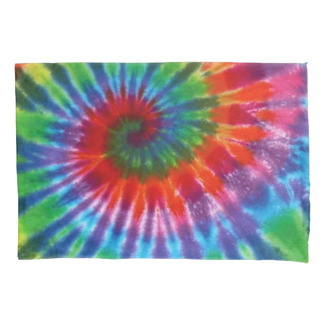 Hippy Peace Retro 60s Tie Dye Pillowcase (Front)