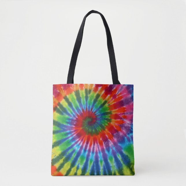 Hippy Peace Retro 60s Tie Dye Tote Bag (Front)