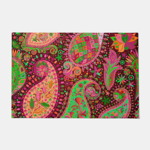 Hippy Peace Retro Colourful Boho Chic Doormat