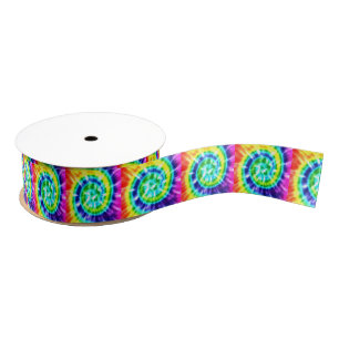 Hippy Peace Retro Tie Dye Colourful Boho Grosgrain Ribbon