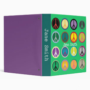 Hippy peace sign 60s colourful pattern binder