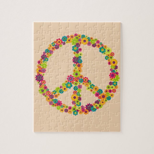 Hippy peace sign flowers jigsaw puzzle (Vertical)