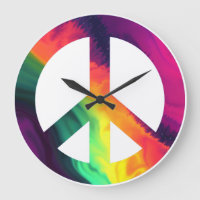 Hippy peace sign large clock