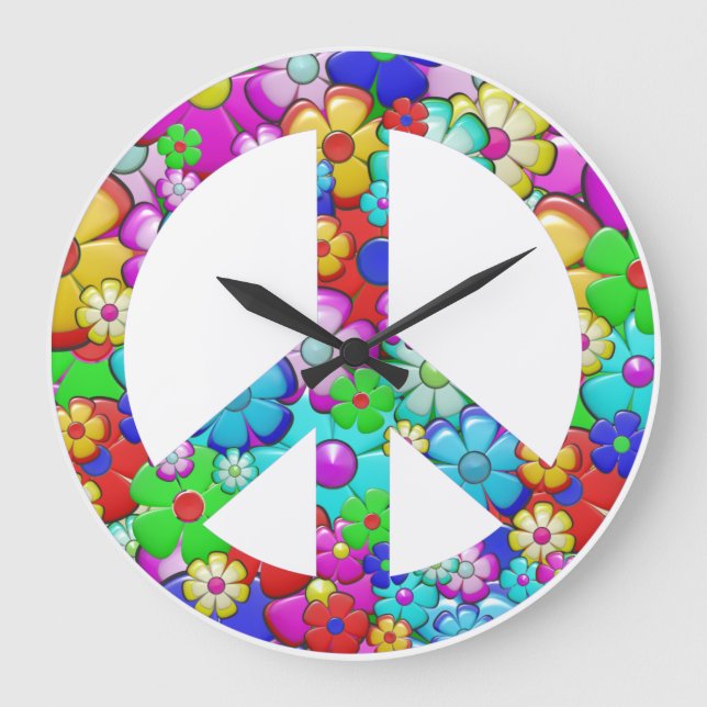 Hippy peace sign large clock (Front)