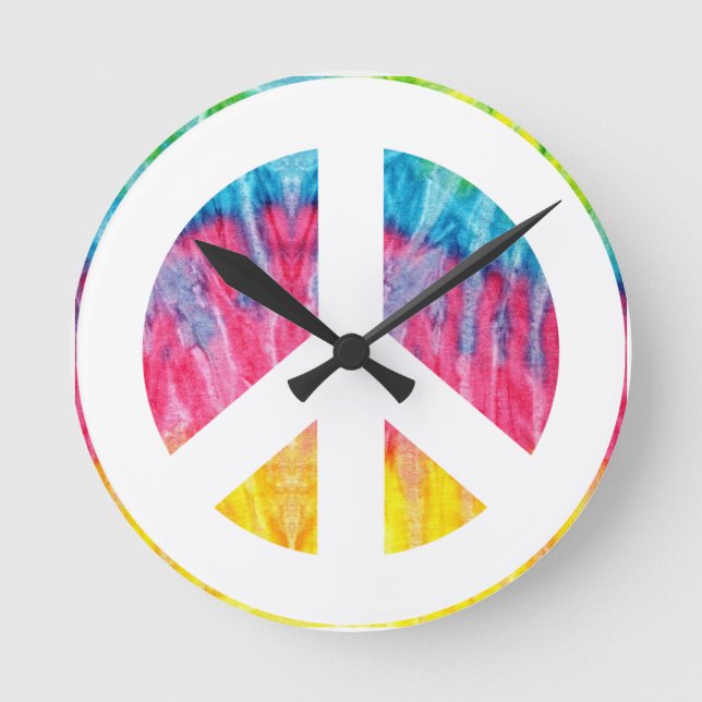 Hippy peace sign round clock (Front)