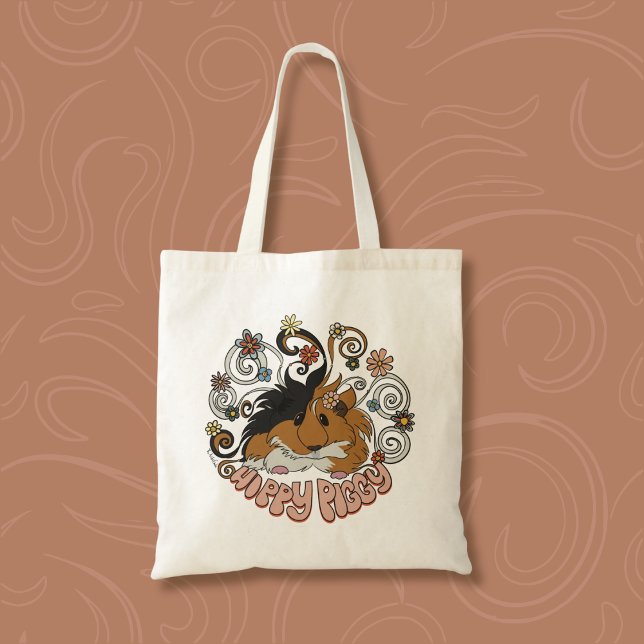Hippy Piggy - Cute Guinea Pig Illustration Tote Bag (Creator Uploaded)