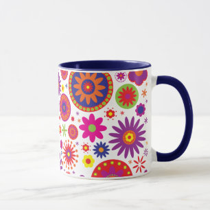 Hippy Rainbow Flowers Mug