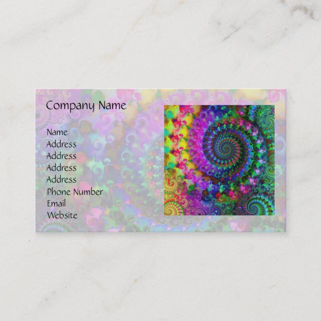 Hippy Rainbow Fractal Pattern Business Card (Front)