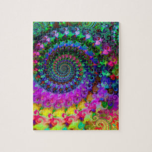 Hippy Rainbow Fractal Pattern Jigsaw Puzzle