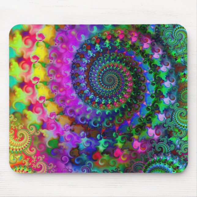Hippy Rainbow Fractal Pattern Mouse Pad (Front)