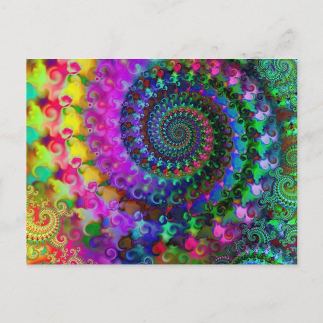 Hippy Rainbow Fractal Pattern Postcard (Front)