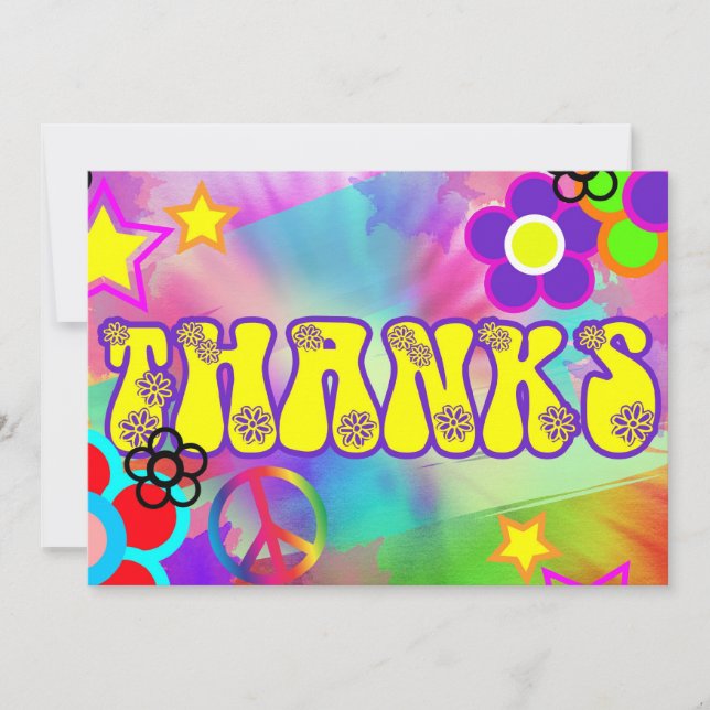 Hippy rainbow retro thank you card (Front)