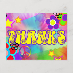 Hippy rainbow retro thank you card