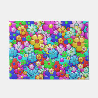 Hippy retro floral art doormat