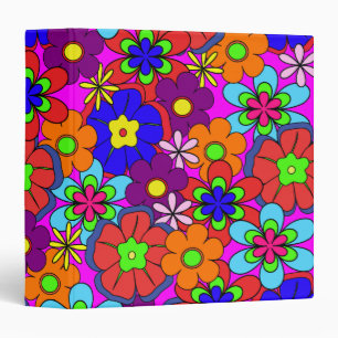 Hippy Retro Flowers Binder