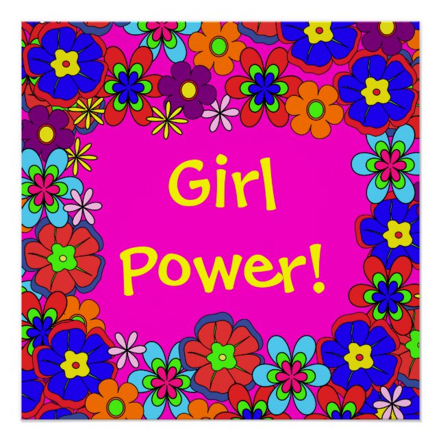 Hippy Retro Flowers Poster (Front)