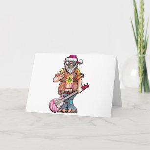 Hippy Santa says "Cool Yule" Holiday Card