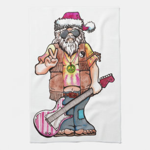 Hippy Santa says "Cool Yule" Kitchen Towel