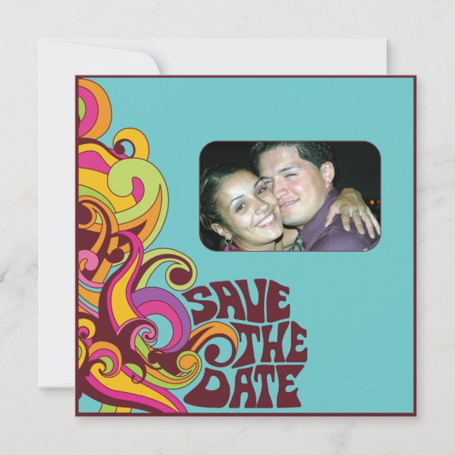 Hippy Save the Date Photo Invitation (Front)