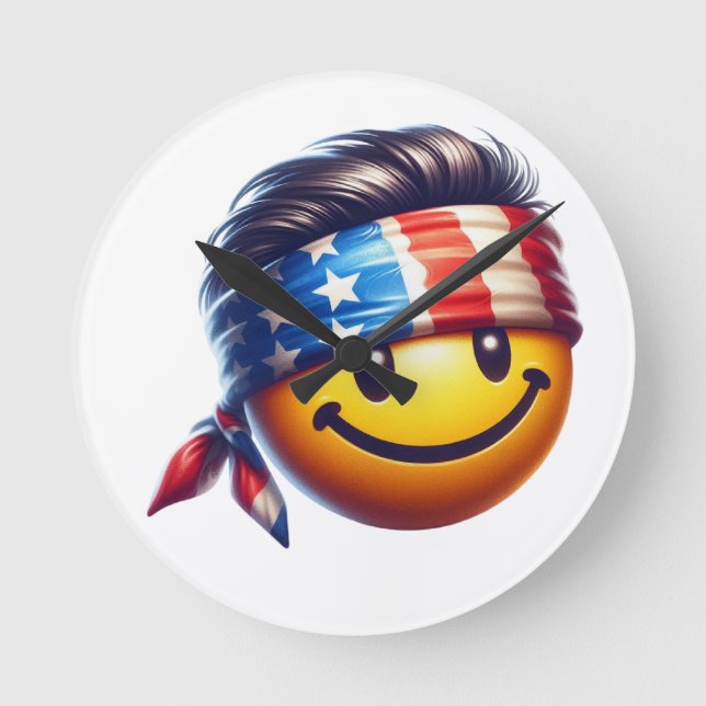Hippy Smiley Face Round Clock (Front)