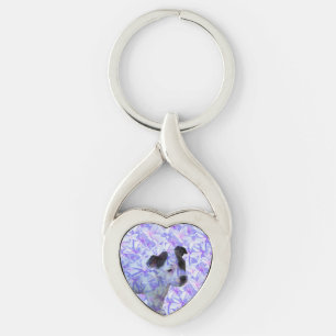 Hippy Staffordshire Bull Terrier Puppy, Keychain