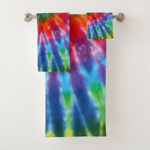 Hippy Tie Dye 60s Retro Colourful Boho Bath Towel Set