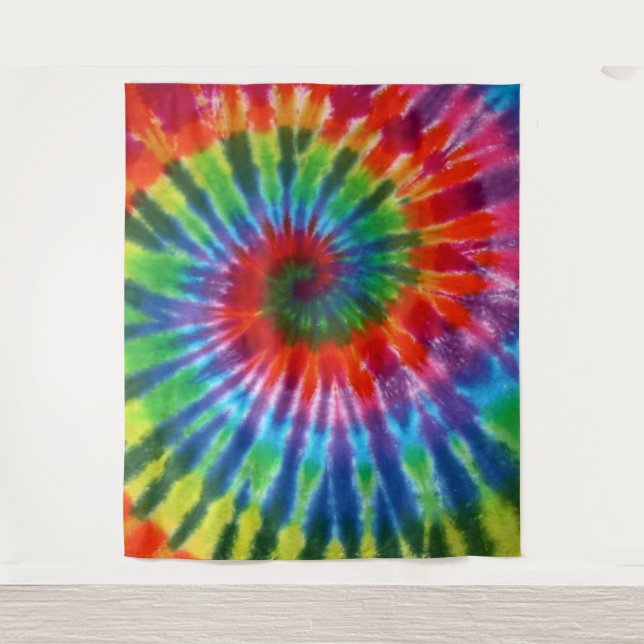 Hippy Tie Dye 60s Retro Colourful Boho Tapestry (Front)