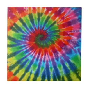 Hippy Tie Dye 60s Retro Colourful Boho Tile