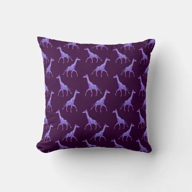 Hippy Trippy Giraffes Throw Pillow (Front)